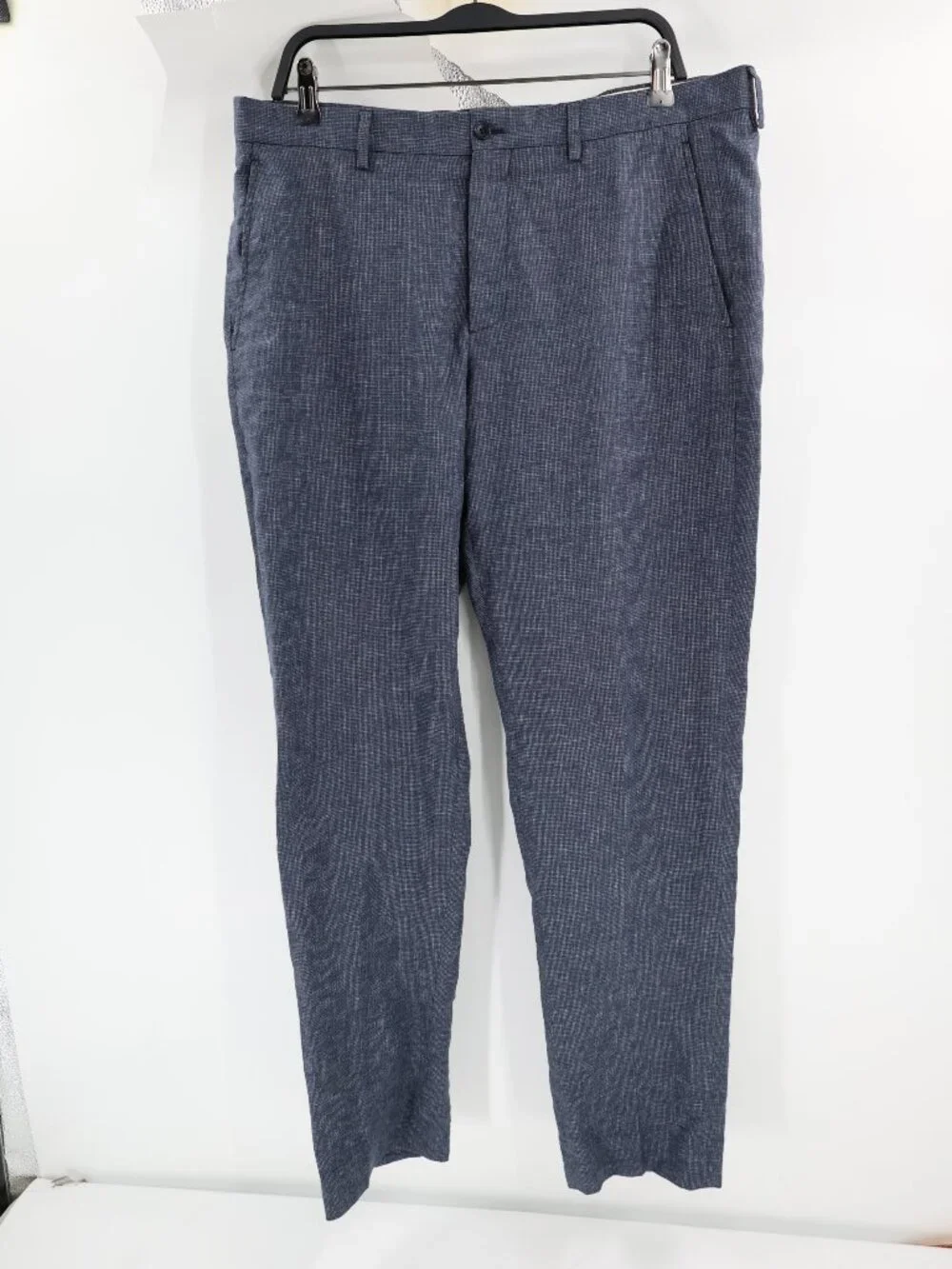 Zara Pants Men 34 36x32 Sartorial Tapered Leg Linen Blend Flat Front Blue preppy